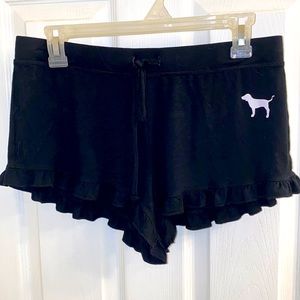 VICTORIAS SECRET PINK Ruffled Sleep Shorts with Dog Logo Size Small